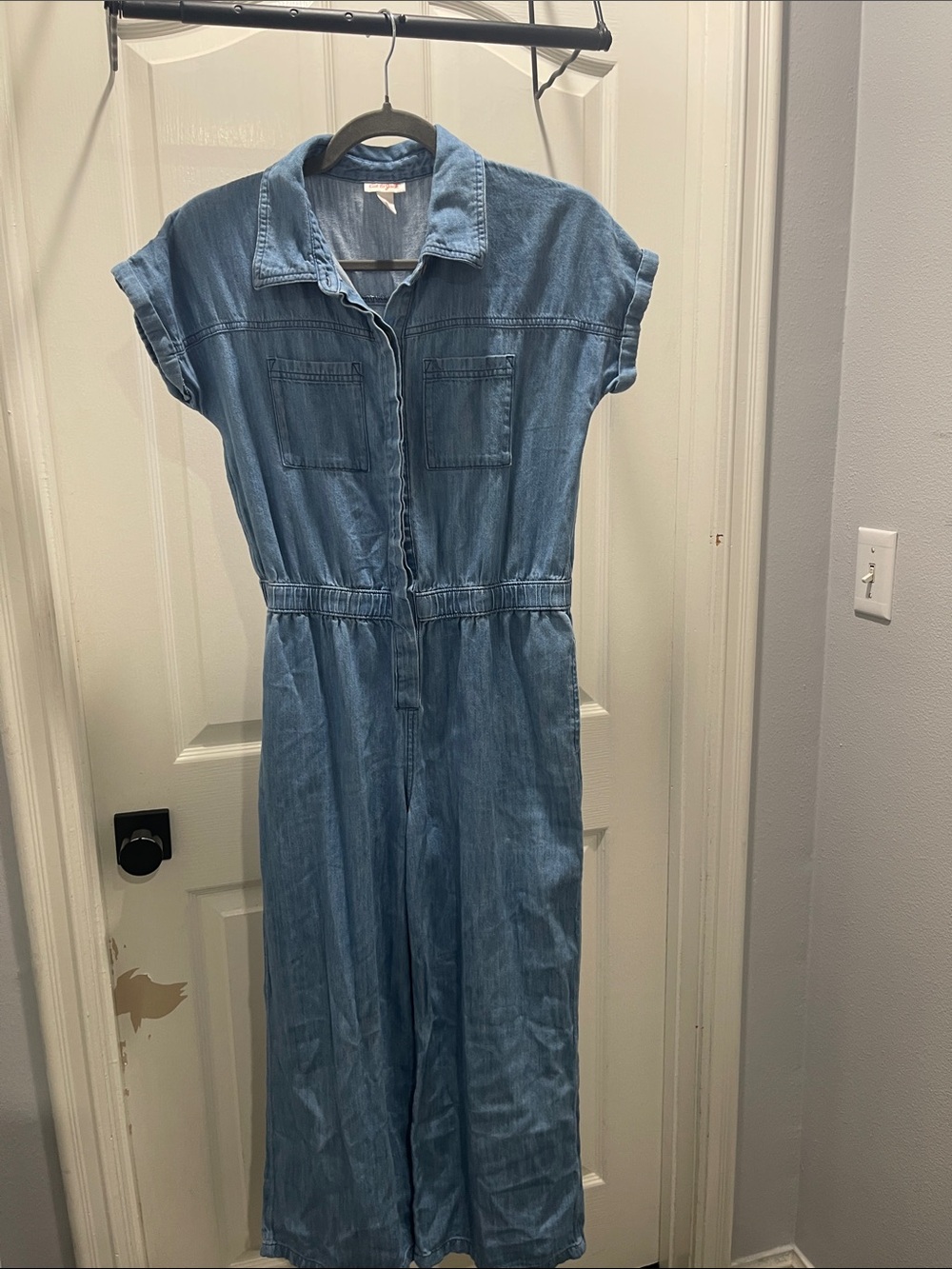 Cat & Jack Denim Midi Jumpsuit Dress in Light Blue